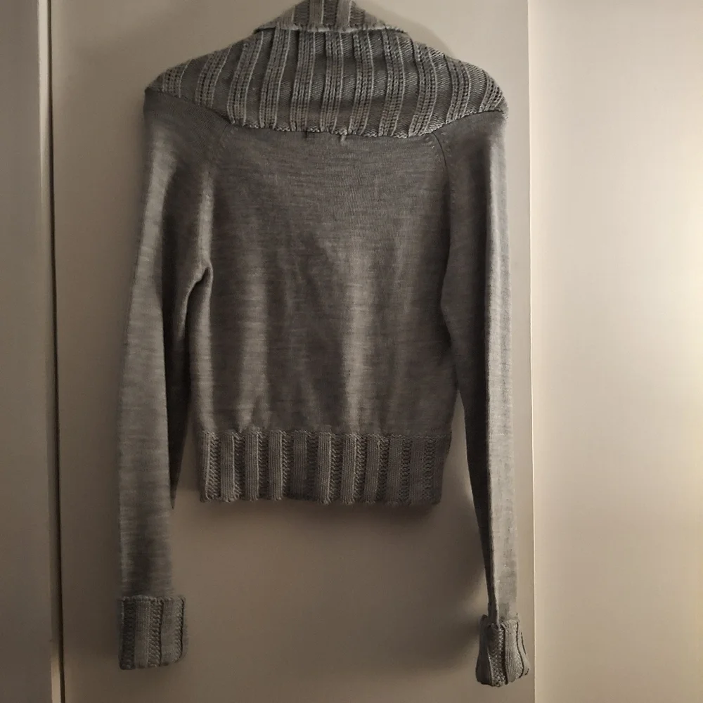 Mingle Girls Gray Knit Sweater With Cowl Neck And Two- Button Closure